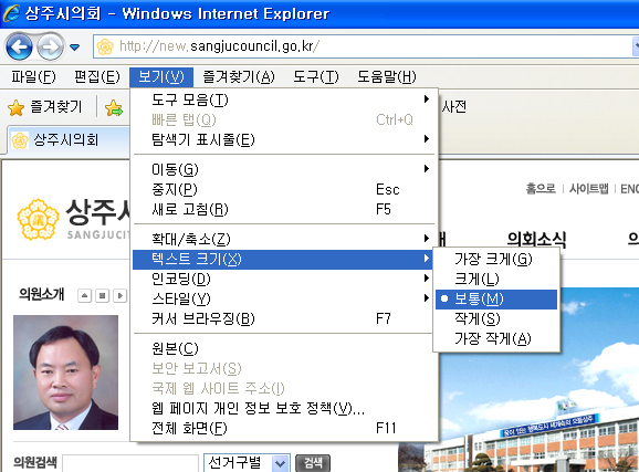 ÀÎÅÍ³Ý ÀͽºÇ÷η¯ : »ó´Ü ¸Þ´ºÀÇ º¸±â > ÅØ½ºÆ® Å©±â ¸Þ´º¿¡¼ ¼³Á¤