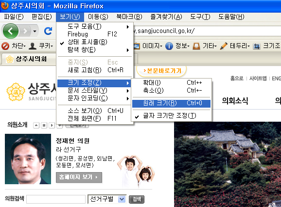 ÆÄÀÌ¾îÆø½º : »ó´Ü ¸Þ´ºÀÇ º¸±â> Å©±âÁ¶Á¤ ¸Þ´º¿¡¼ ¼³Á¤