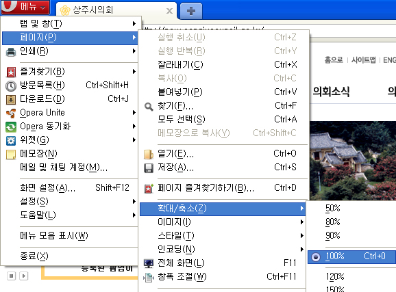 ¿ÀÆä¶ó : ¿ÞÂÊ »ó´Ü ¸Þ´º > ÆäÀÌÁö > È®´ë/Ãà¼Ò¿¡¼ ¼³Á¤