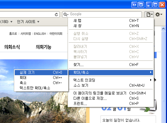 »çÆÄ¸® : »ó´Ü ¿ìÃø¸Þ´º µµ±¸ > È®´ë/Ãà¼Ò¿¡¼ ¼³Á¤
